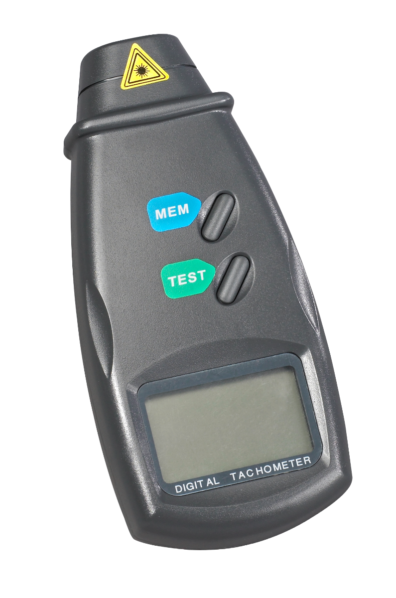 TACHOMETER, LASER DIGITAL WITH RELECTIVE TAPE, BATTERIES, IN A STORAGE CASE