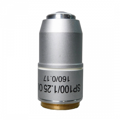100X DIN SEMI-PLAN OBJECTIVE, N.A. 1.25, OIL, RETRACTABLE FRONT LENS FOR G380 SERIES
